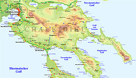 Mapa Chalkidiki - Řecko